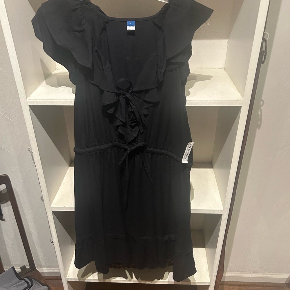 Old Navy black ruffle dress size large new with tags - Picture 2 of 16
